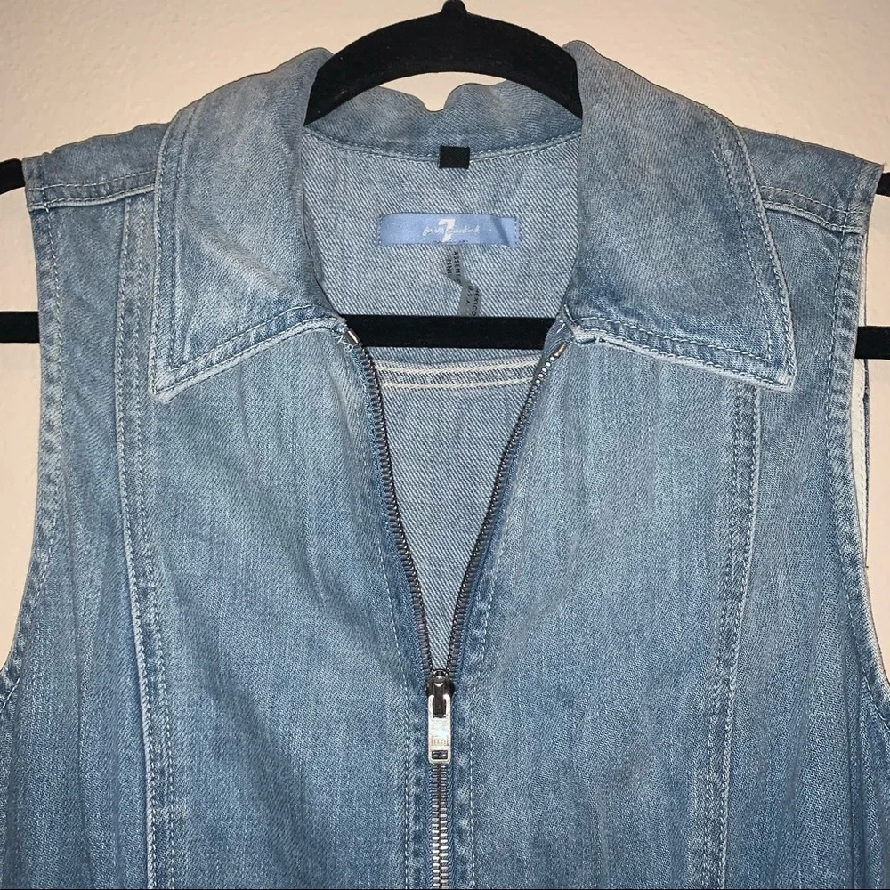 7 For All Mankind Denim Jean Zipper Dress Size M - Picture 3 of 8